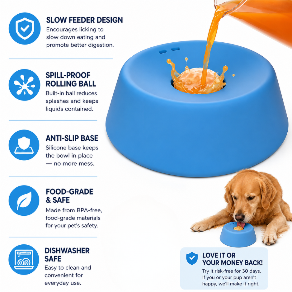 NutriVitalPro™ PupFlow V2 – Liquid Treat Slow Feeder Bowl